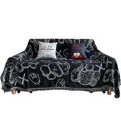 GENERICO - Manta De Sofá Cubrir Sofá Cama Silla NEGRA CON X