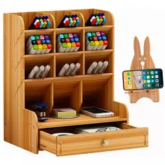 ONE PIXEL - Organizador De Escritorio Madera Oficina Multifuncional