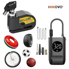 INNOVA - Combo Candado De Disco + Compresor Aire Portátil Neumáticos