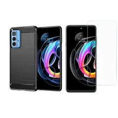GENERICO - Funda Tipo Carbono Fiber + Vidrio templado MOTOROLA EDGE 20 PRO