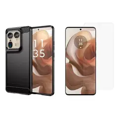 GENERICO - Funda Tipo Carbono Fiber + Hidrogel HD Para MOTOROLA EDGE 50 ULTRA