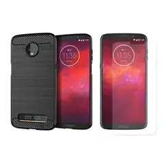 GENERICO - Funda Tipo Carbono Fiber + Hidrogel HD Para MOTOROLA MOTO Z3 PLAY