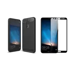 GENERICO - Funda Tipo Carbono Fiber + Vidrio templado HUAWEI MATE 10 LITE