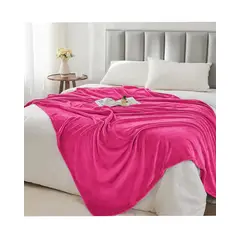 GENERICO - Cobija Manta Microfelpa Cama Doble-Queen Color Fucsia