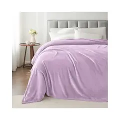 GENERICO - Cobija Manta Microfelpa Cama Doble-Queen Color Violeta