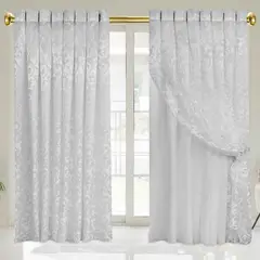 GENERICO - Elegantes cortinas blancas con velo de seda aro metalico - Almalu