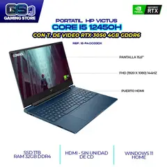 HP - PORTATIL GAMER VICTUS INTEL CI5-12450H 15.6 IPS 144HZ RTX 3050 4GB SSD 1TB M.2 RAM 32GB DDR4