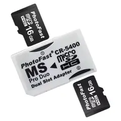 GENERICO - Adaptador Memory Stick Pro Duo Doble Microsd Para Sony Psp