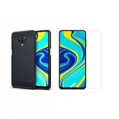 GENERICO - Funda Tipo Carbono + Vidrio templado P/ Xiaomi redmi note 9 Pro / 9S