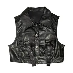 GENERICO - Chaleco Para Mujer Con Bolsillos De Cuerotex