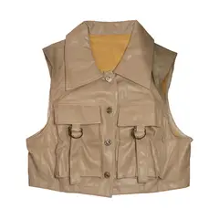 GENERICO - Chaleco Para Mujer Con Bolsillos De Cuerotex