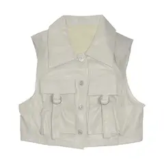 GENERICO - Chaleco Para Mujer Con Bolsillos De Cuerotex
