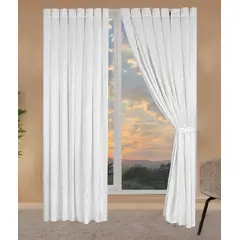 GENERICO - Cortinas decorativas blancas con aro metalico Poliester 100% - Almalu
