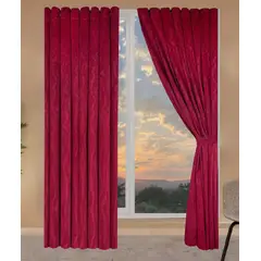 GENERICO - Cortinas decorativas rojas con aro metalico Poliester 100% - Almalu