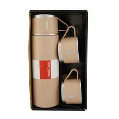 GENERICO - Termo Set Vaso Térmico +3 Tazas De Acero Inoxidable 500ml Rosado
