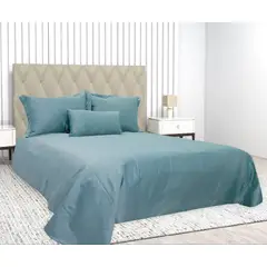 GENERICO - Tendido premium tipo satin Azul cama doble 1.40 - Almalu