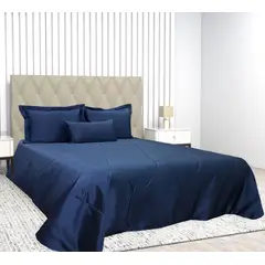 GENERICO - Tendido premium tipo satin Azul rey cama doble 1.40 - Almalu