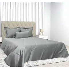 GENERICO - Tendido premium tipo satin Gris cama doble 1.40 - Almalu