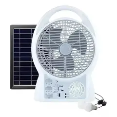 GENERICO - Ventilador Recargable CGd-8029 con Panel Solar Fm y Bluetooth