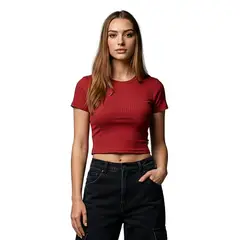 SYK - Blusa Basica Corta En Rib Unicolor