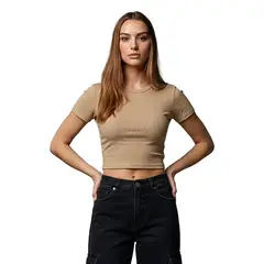 SYK - Blusa Basica Corta En Rib Unicolor