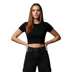 SYK - Blusa Basica Corta En Rib Unicolor