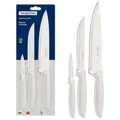 TRAMONTINA - Juego de Cuchillos Condor 3 Piezas - Blanco 23099/856