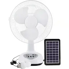GENERICO - Ventilador con Panel Solar 12 Pulgadas Bombillos Gd-8019