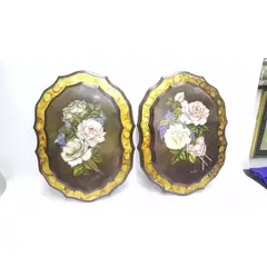 GENERICO - Cuadro En Oleo Y Madera De Flores Italy Antiguo Precio X Cu