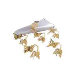 GENERICO - 6 SERVILLETEROS ANILLOS AROS PARA SERVILLETAS MARIPOSAS DORADAS