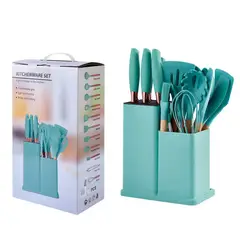 LANZURY IMPORTACIONES - Set con 19 utensilios de cocina, carcasa de silicona, color verde
