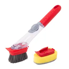 TRIPLE CLEAN - Cepillo Lavaloza Con Dispensador De Jabón Y Esponja