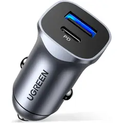 UGREEN - Cargador Carro Auto USB-C PD 20w / USB QC 3.0 18W Carga Rápida