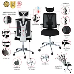 MUEBLESYA - Silla De Oficina Teorama Premium Presidente Marco Blanco