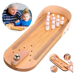 SHEN HUANG - Juego De Mesa En Madera Mini Bolos Portátil Bowling Game
