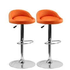 GENERICO - 2 Sillas Bar Butaco Alta Giratoria Barra Bar Cocina Refsantana NaranjaCromado