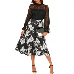 YURELKSHOP - FALDA MIDI CASUAL ELEGANTE ESTAMPADA