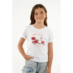 TENNIS - Camiseta básica blanca estampada para niña