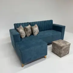 GENERICO - SOFÁ ESQUINERO AZUL MODERNO CON TELA ANTIFLUIDOS Y PET FRIENDLY