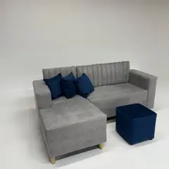 GENERICO - SOFÁ ESQUINERO COLOR PLATA MODERNO CON TELA ANTIFLUIDOS Y PET FRIENDLY