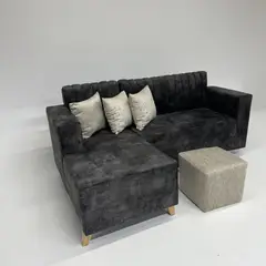GENERICO - SOFÁ ESQUINERO NEGRO MODERNO CON TELA ANTIFLUIDOS Y PET FRIENDLY