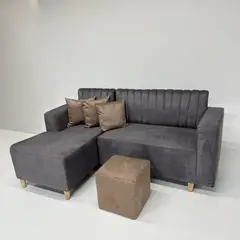 GENERICO - SOFÁ ESQUINERO GRIS OSCURO MODERNO CON TELA ANTIFLUIDOS Y PET FRIENDLY