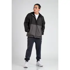 GENERICO - Chaqueta Rompevientos Forrada Hombre Negro x Gris JH01