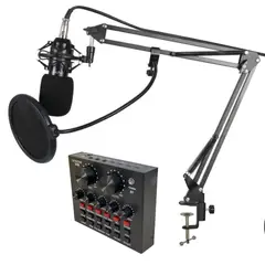 GENERICO - Micrófono Condensador Profesional Bm800 + Interfaz V8