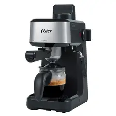 OSTER - Cafetera Oster®, Espresso y Cappuccino, de 4 Tazas, Vapor de Leche.