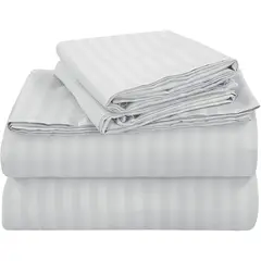 GENERICO - Juego de Sábanas Unicolor en Polialgodón 600 Hilos Gris Claro Para Cama Queen