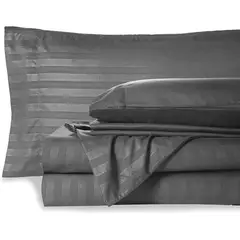 GENERICO - Juego de Sábanas Unicolor de 600 Hilos Gris Oscuro Para Cama Sencilla