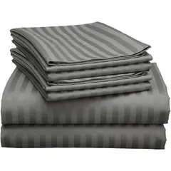 GENERICO - Juego de Sábanas Unicolor en Polialgodón 600 Hilos Gris Oscuro Para Cama King