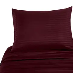 GENERICO - Juego de Sábanas Unicolor en Polialgodón 600 Hilos Vinotinto Para Cama Sencilla