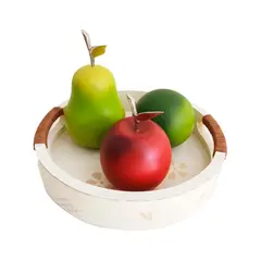 PLINI - Frutero Pera Manzana Limón Set x 4 Madera Hecho a Mano Pieza Única.